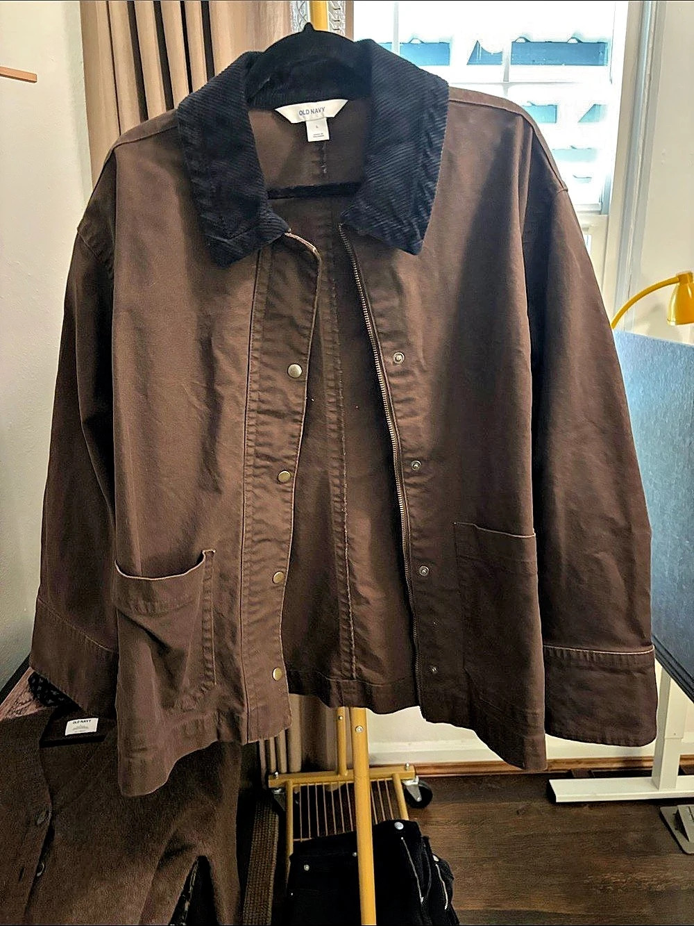Old Navy Canvas Barn Jacket Utility Jacket Brown & Black Medium